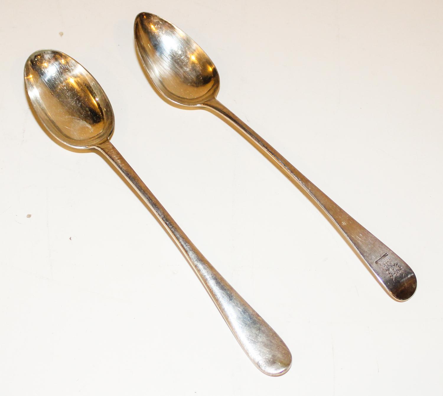 A George III Silver Serving Spoon, Wm. Eley, Wm. Fearn & Wm. Chawner, London, 1808, the handle engraved with a dragon crest, together w