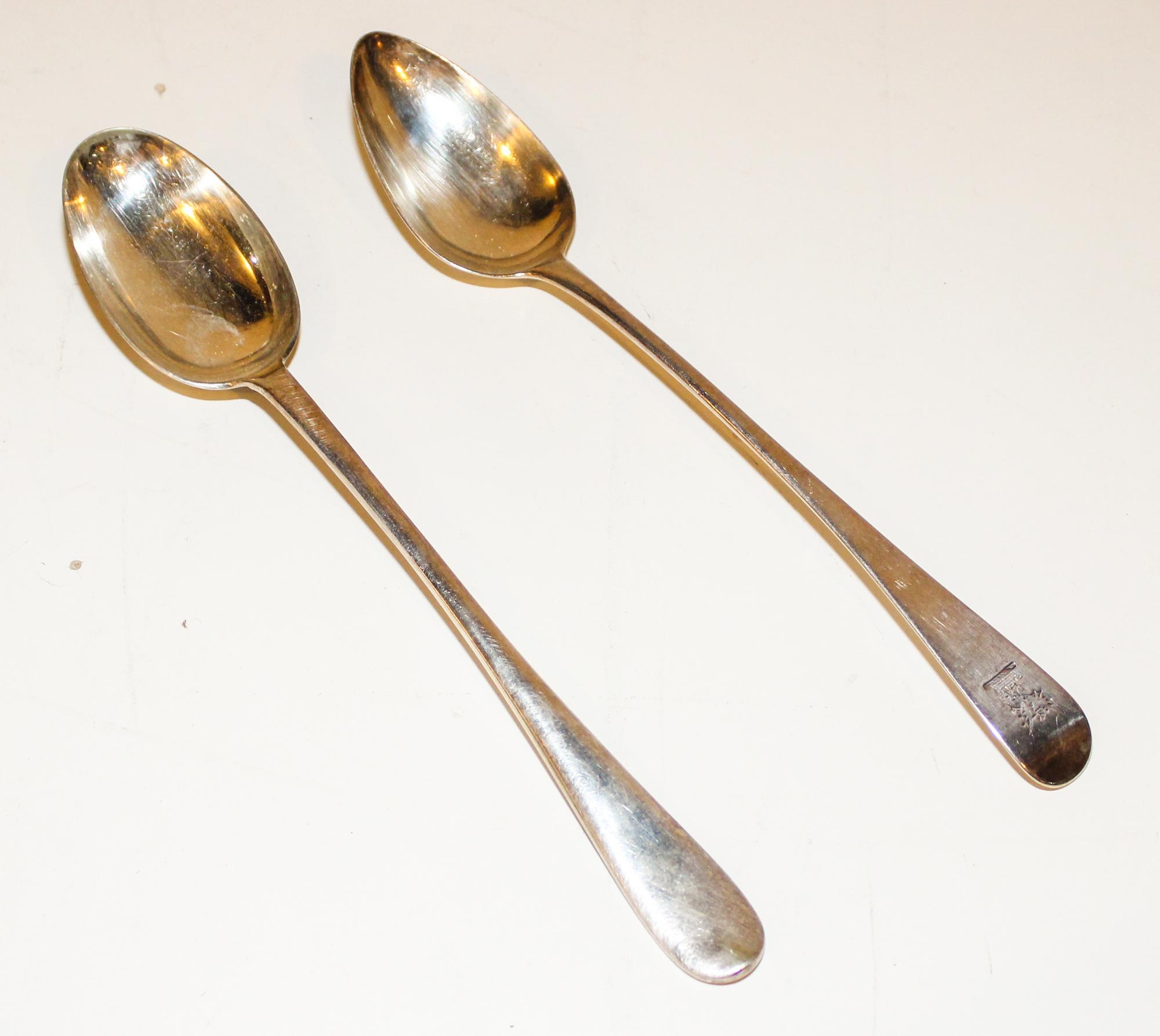 A George III Silver Serving Spoon, Wm. Eley, Wm. Fearn & Wm. Chawner, London, 1808, the handle engraved with a dragon crest, together w
