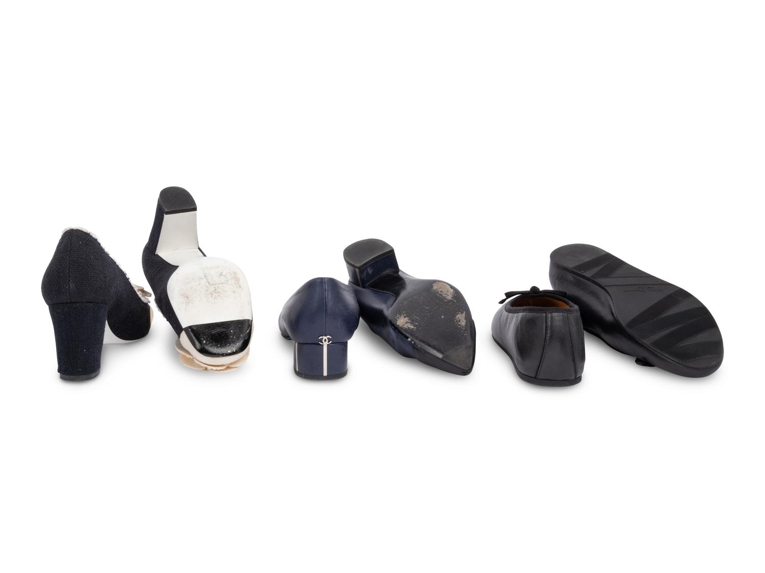 Three Pairs of Designer Shoes: Two Chanel & One Ferragamo, 2010s