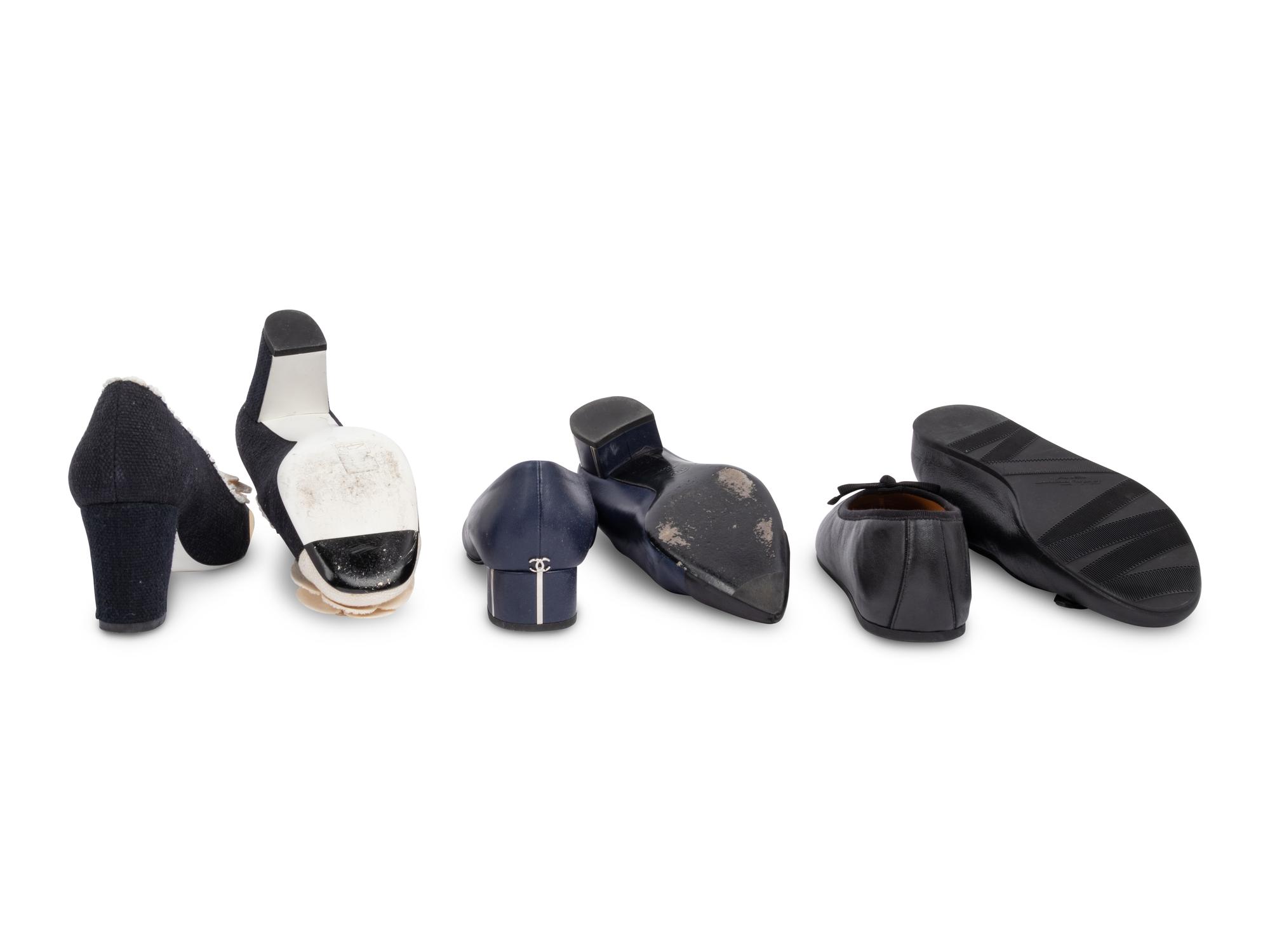 Three Pairs of Designer Shoes: Two Chanel & One Ferragamo, 2010s