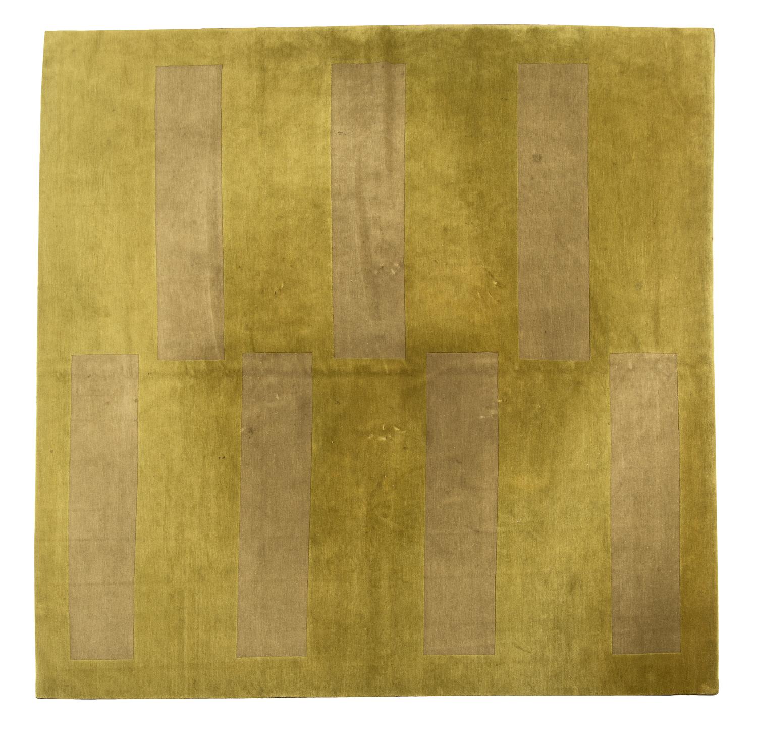 A Two-Tone Green Wool Area Rug