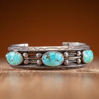 Navajo Silver and Turquoise Cuff Bracelet