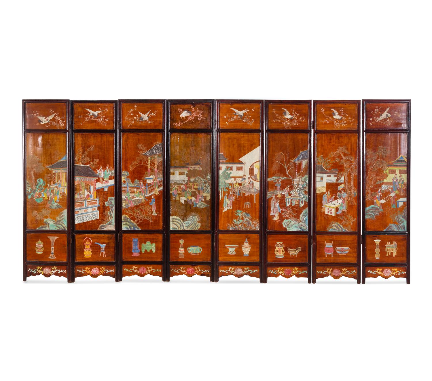A Chinese Coromandel Eight-Panel Floor Screen