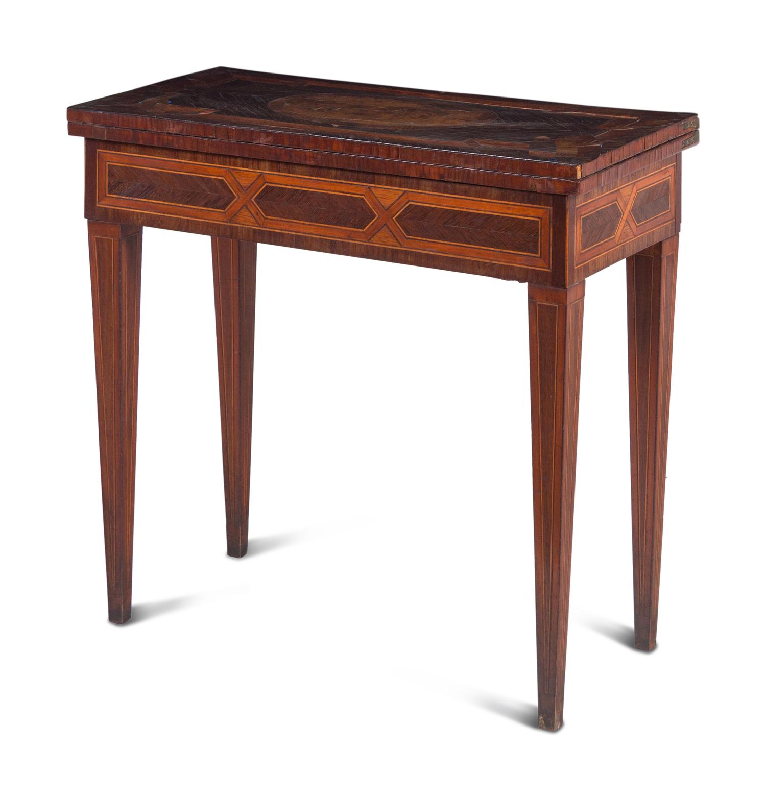 A Continental Marquetry and Parquetry Flip-Top Game Table