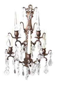 A Pair of French Gilt-Bronze Five-Light Sconces Height 18 inches.