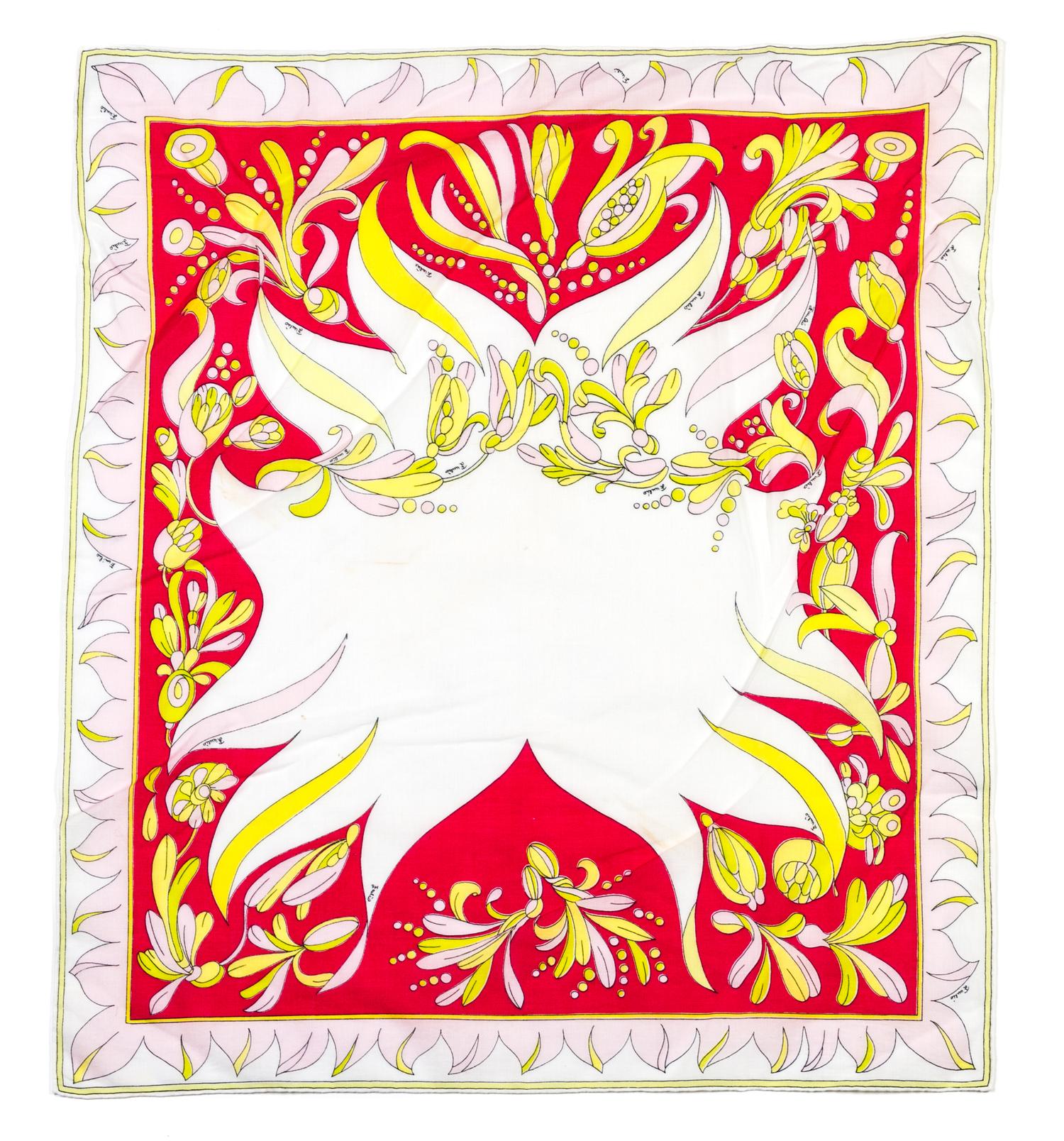 A Group of Five Emilio Pucci Print Scarves,