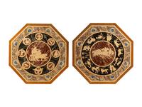 A Pair of Italian Grotto Style Painted and Parcel Gilt Tables
