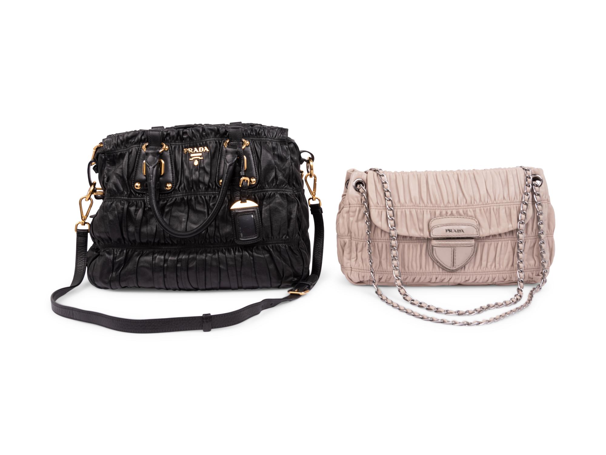 Two Prada Gaufre Nappa Leather Bags