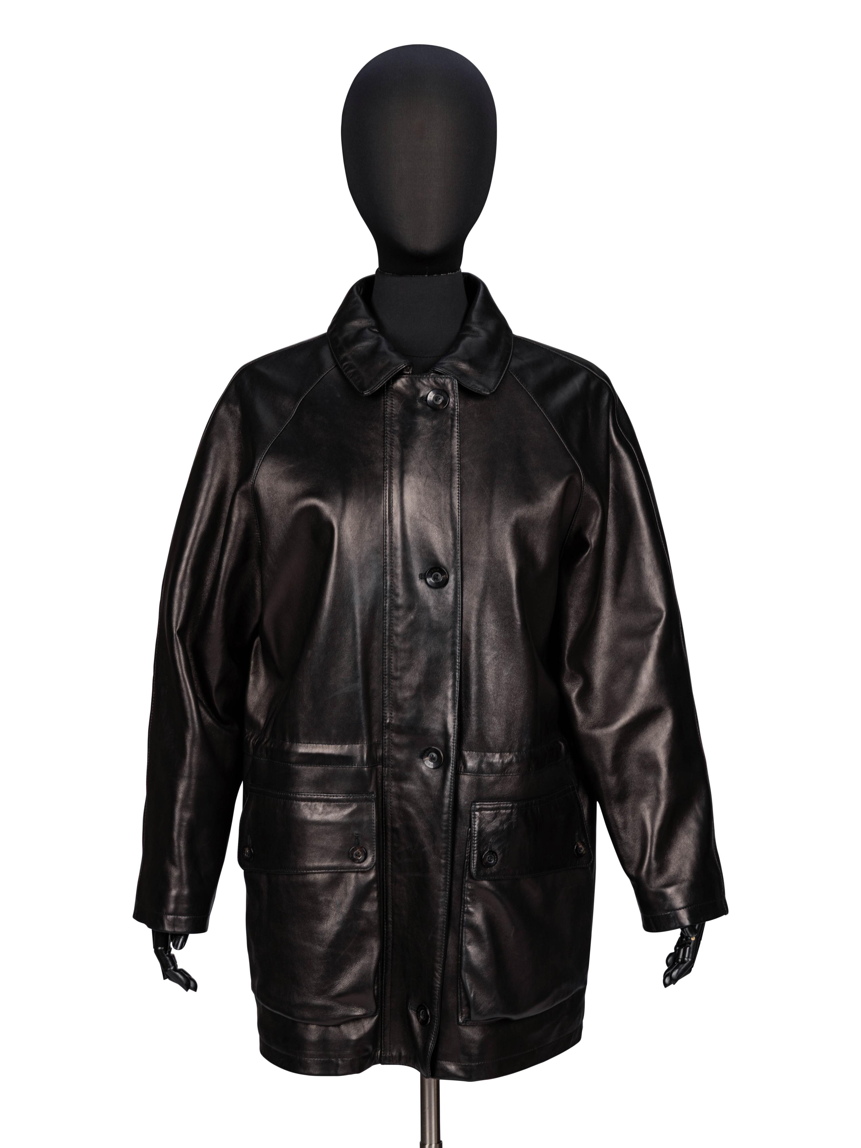 Lora Piana, Black Nappa Leather Coat