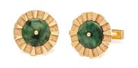 YELLOW GOLD AND JADE CUFFLINKS