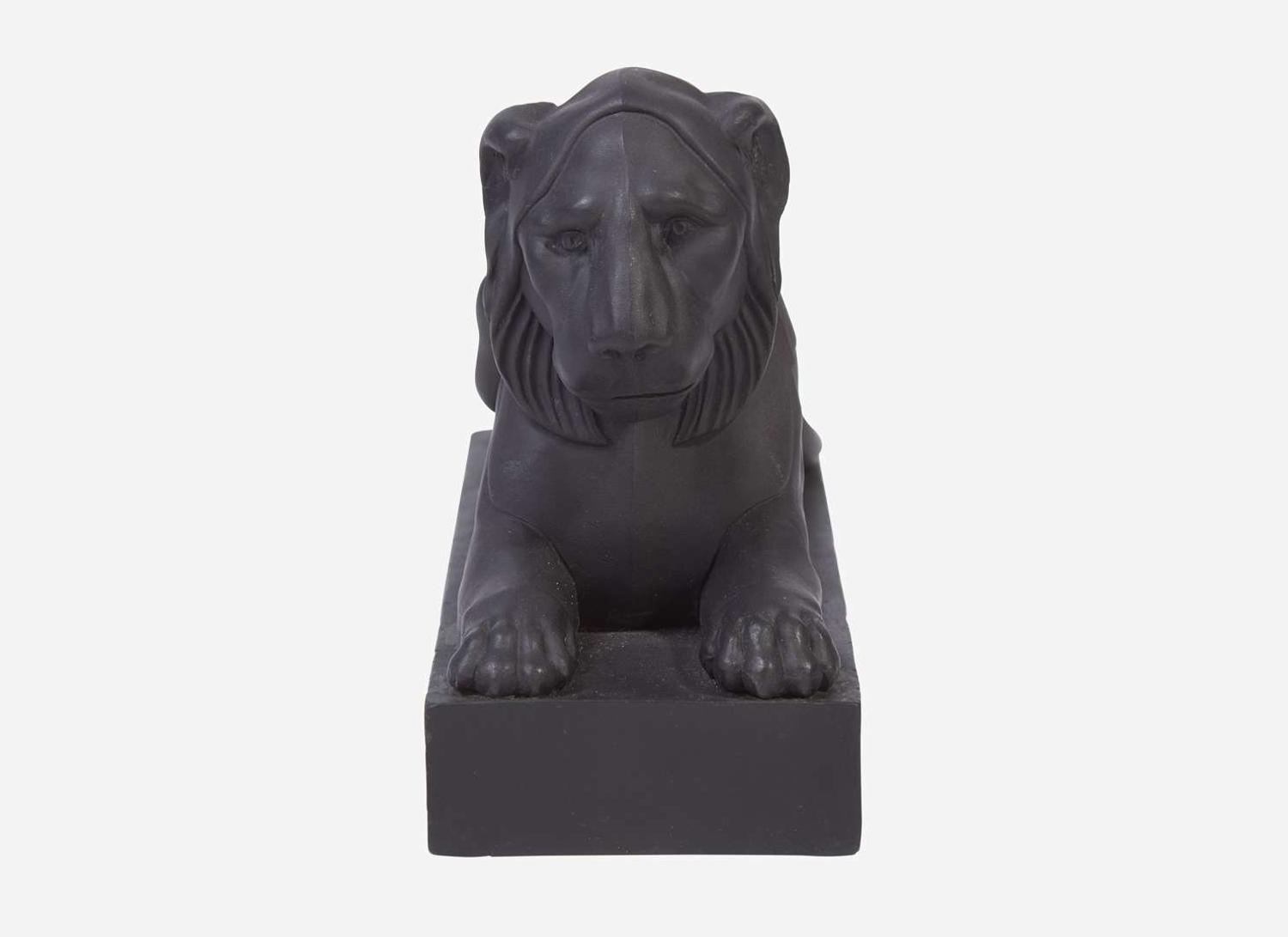 A Wedgwood Black Basalt Figure of a Lion Couchant
