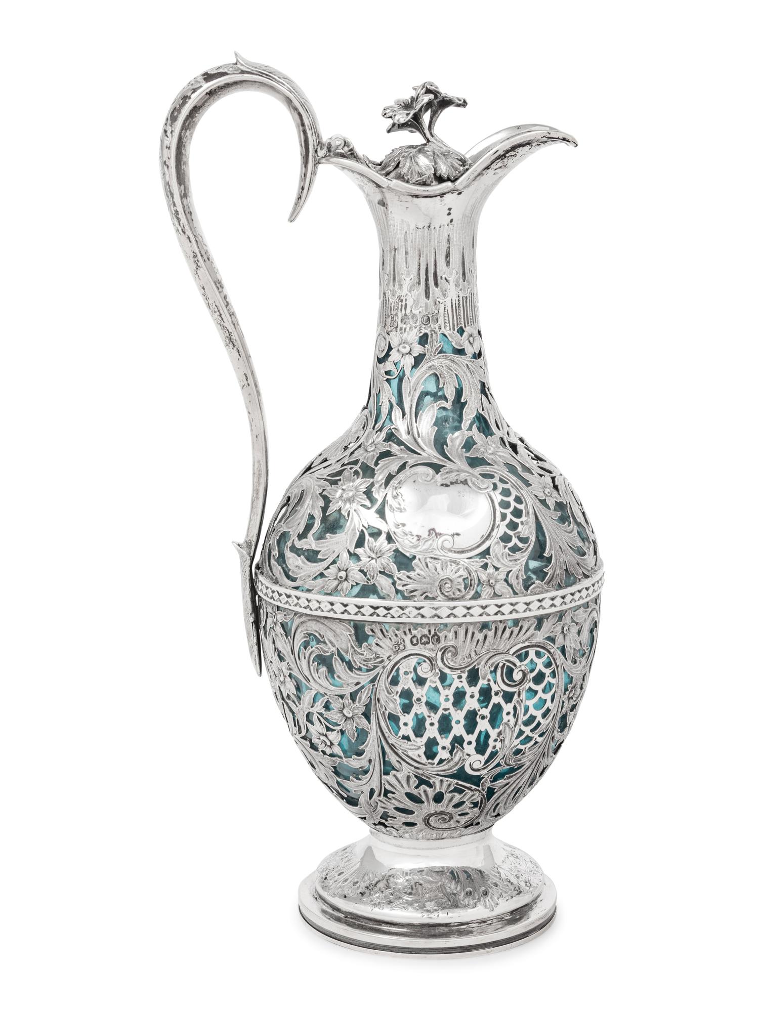 An Early Victorian Silver and Glass Claret Jug