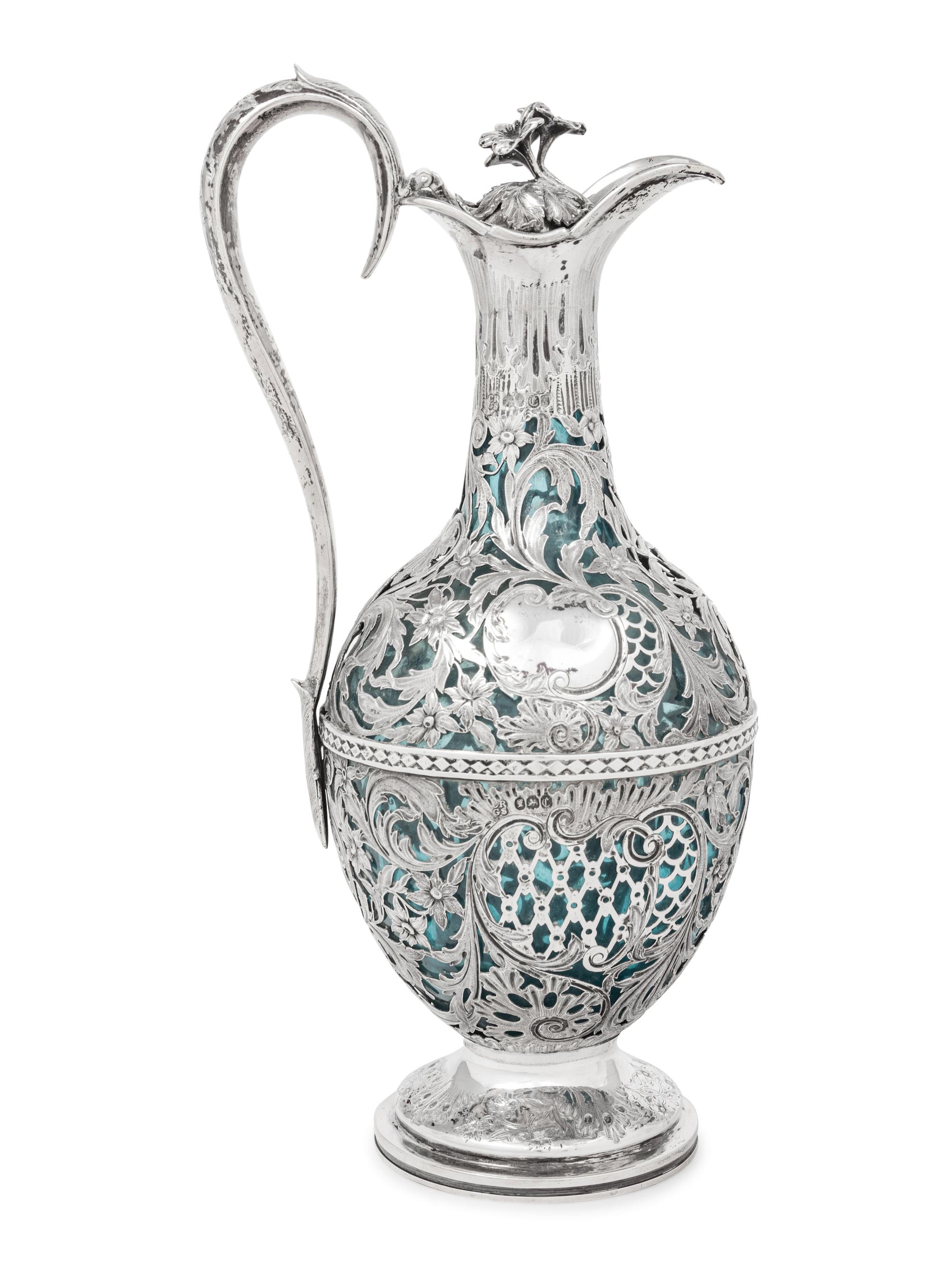 An Early Victorian Silver and Glass Claret Jug