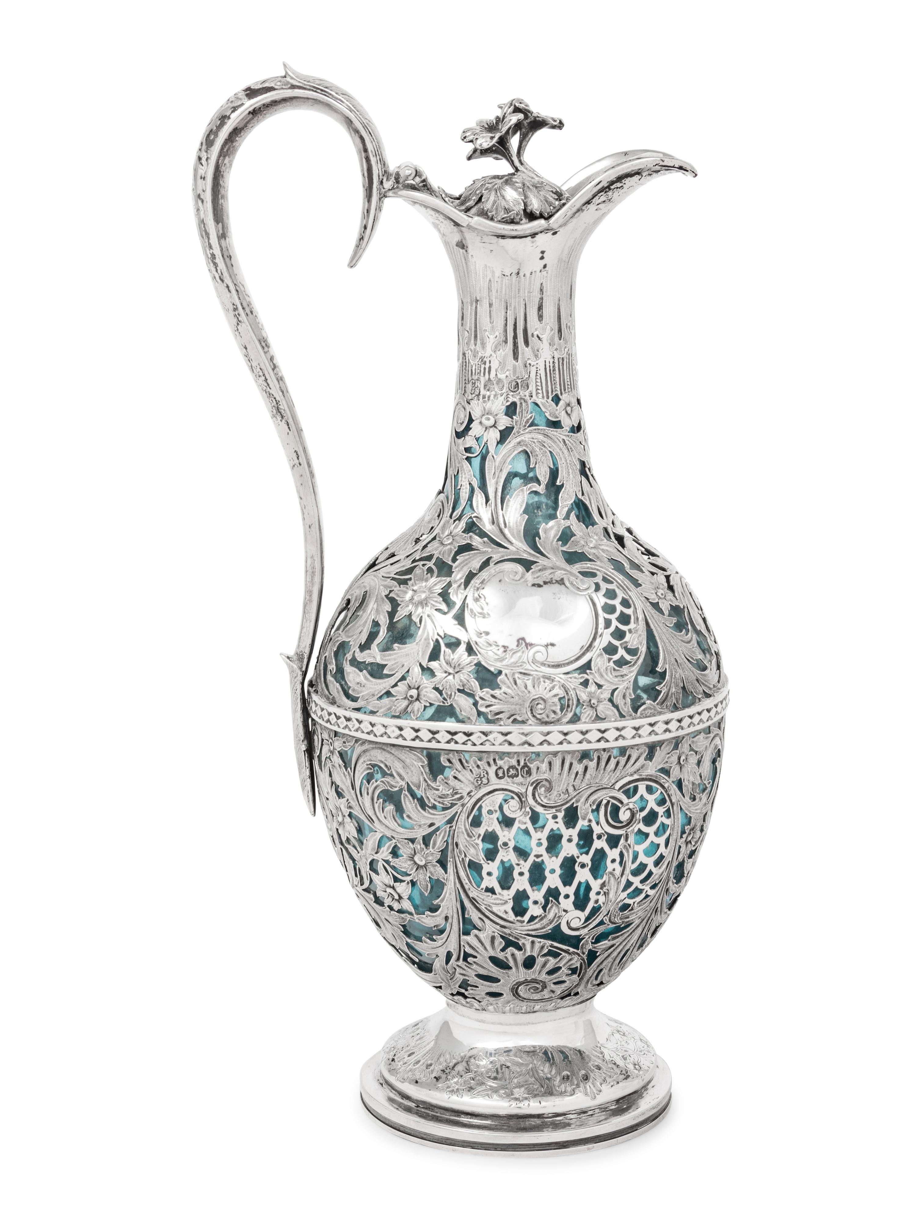 An Early Victorian Silver and Glass Claret Jug