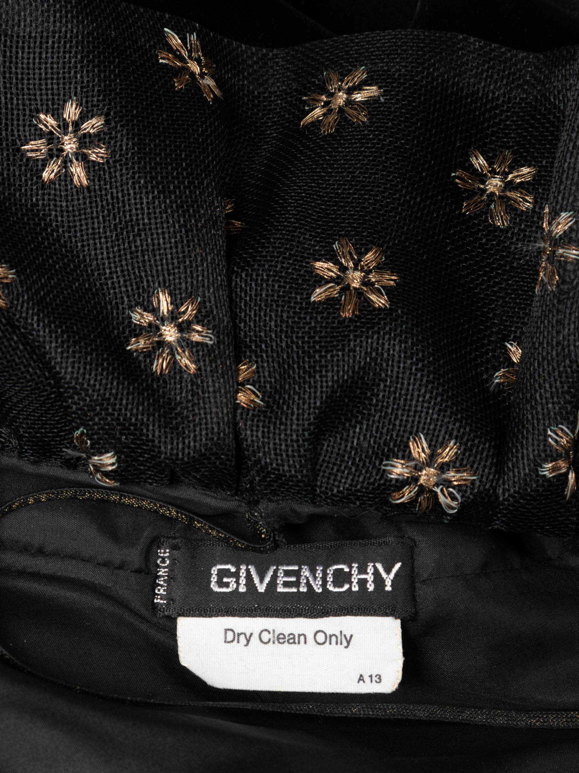 Givenchy Haute Couture Floral Embroidered Evening Dress, 1970-90s