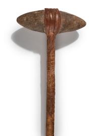 Plains Stone Club, with Buffalo Hide Wrapped Handle