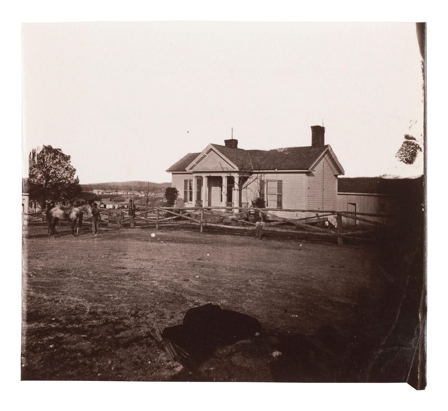 [CIVIL WAR]. BARNARD, George N. (1819-1902), photographer. Headquarters of Chief Commissary, Army of the Cumberland, Chattanooga, Tennessee . Ca 1864.