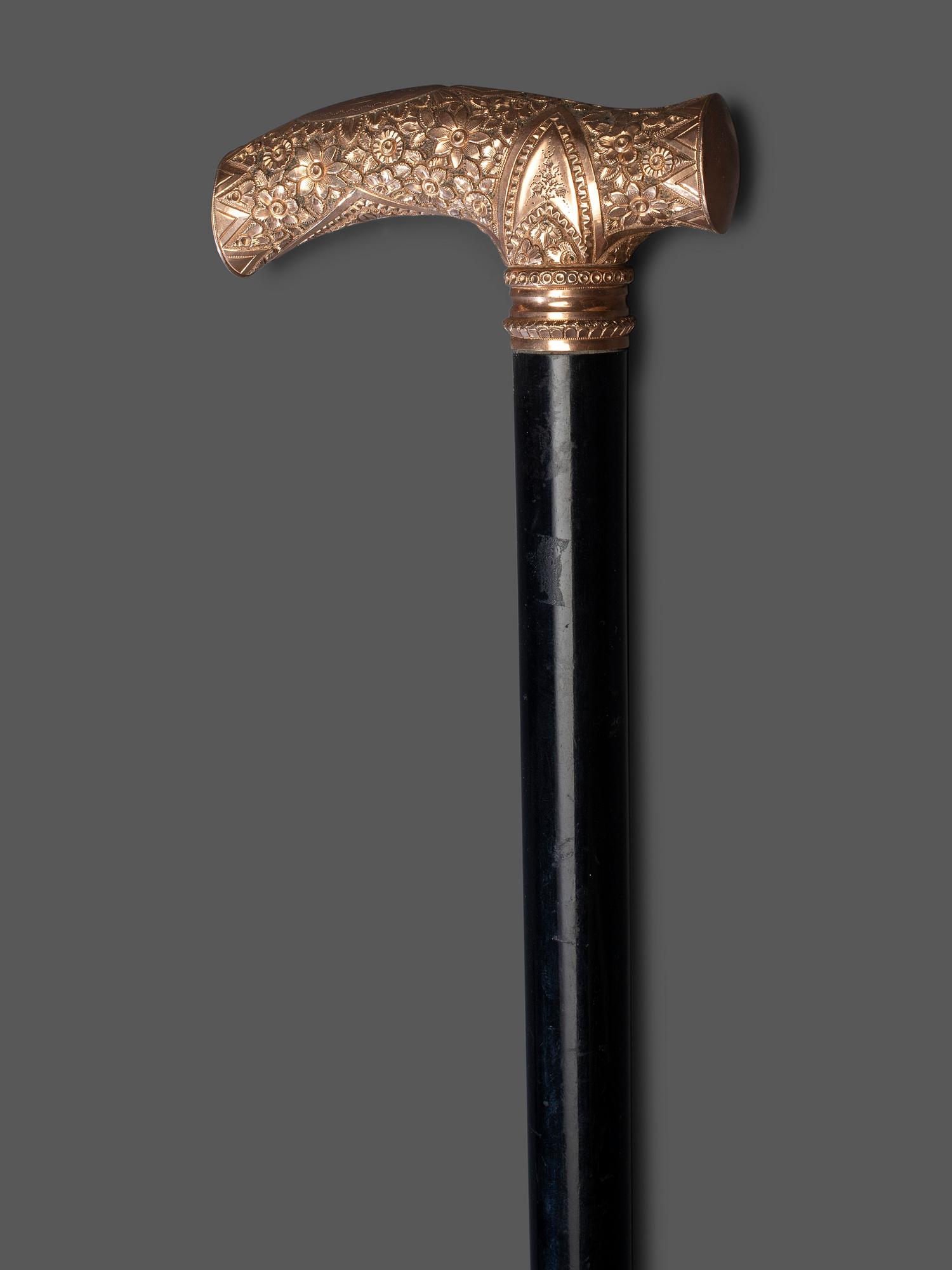 A Victorian Gold Handled Walking Stick