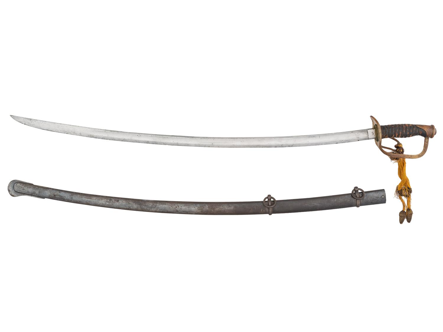 [CIVIL WAR]. Model 1860 cavalry saber with possible identification to the Buffalo Soldier 9th Cavalry. Trenton, NJ: Emerson & Silver, 1865.