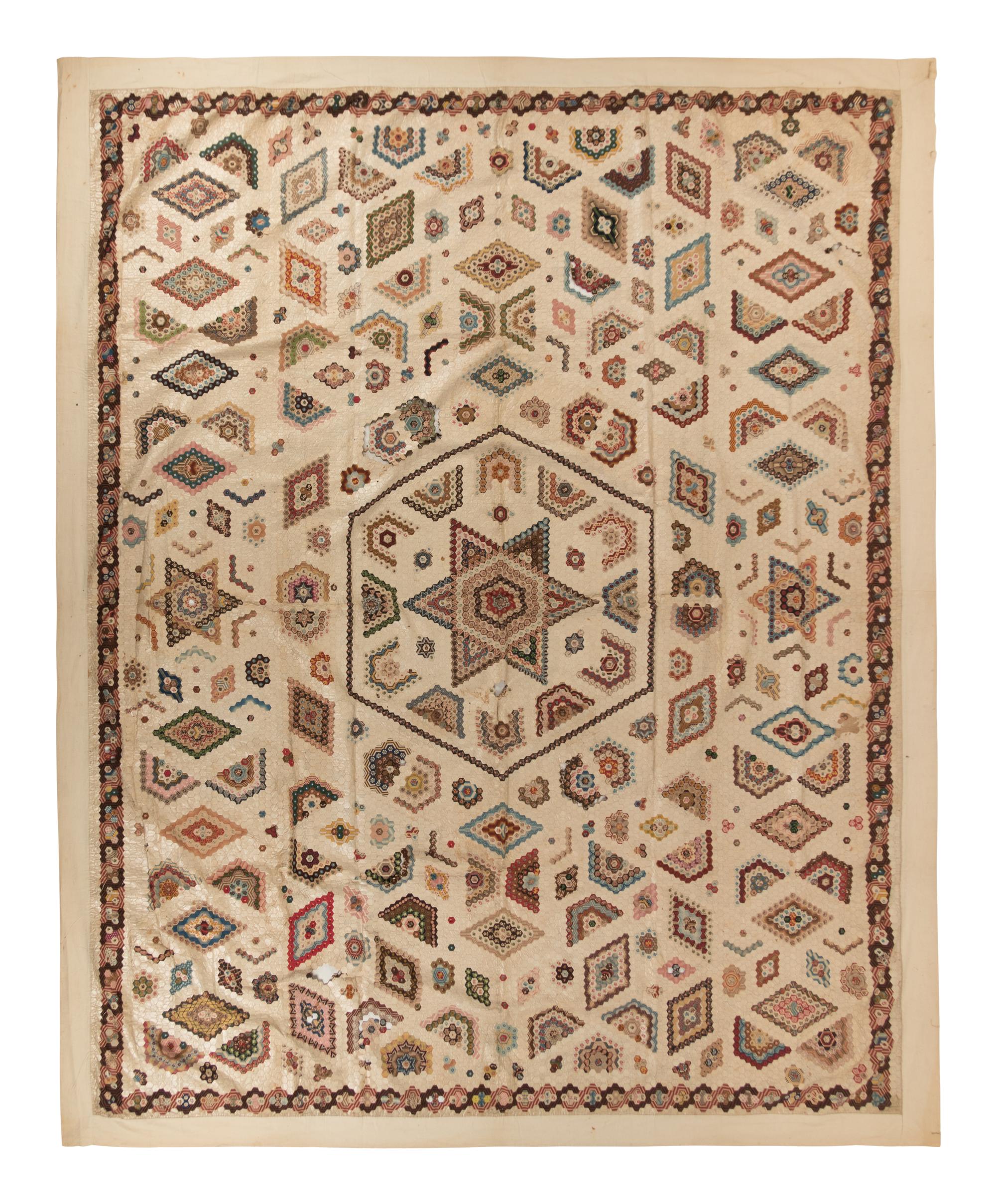 An English Chintz Medallion Quilt with Paper Piecing