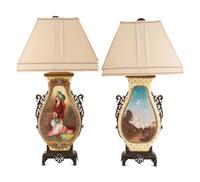 A Pair of French Bronze Mounted Painted Porcelain Vases