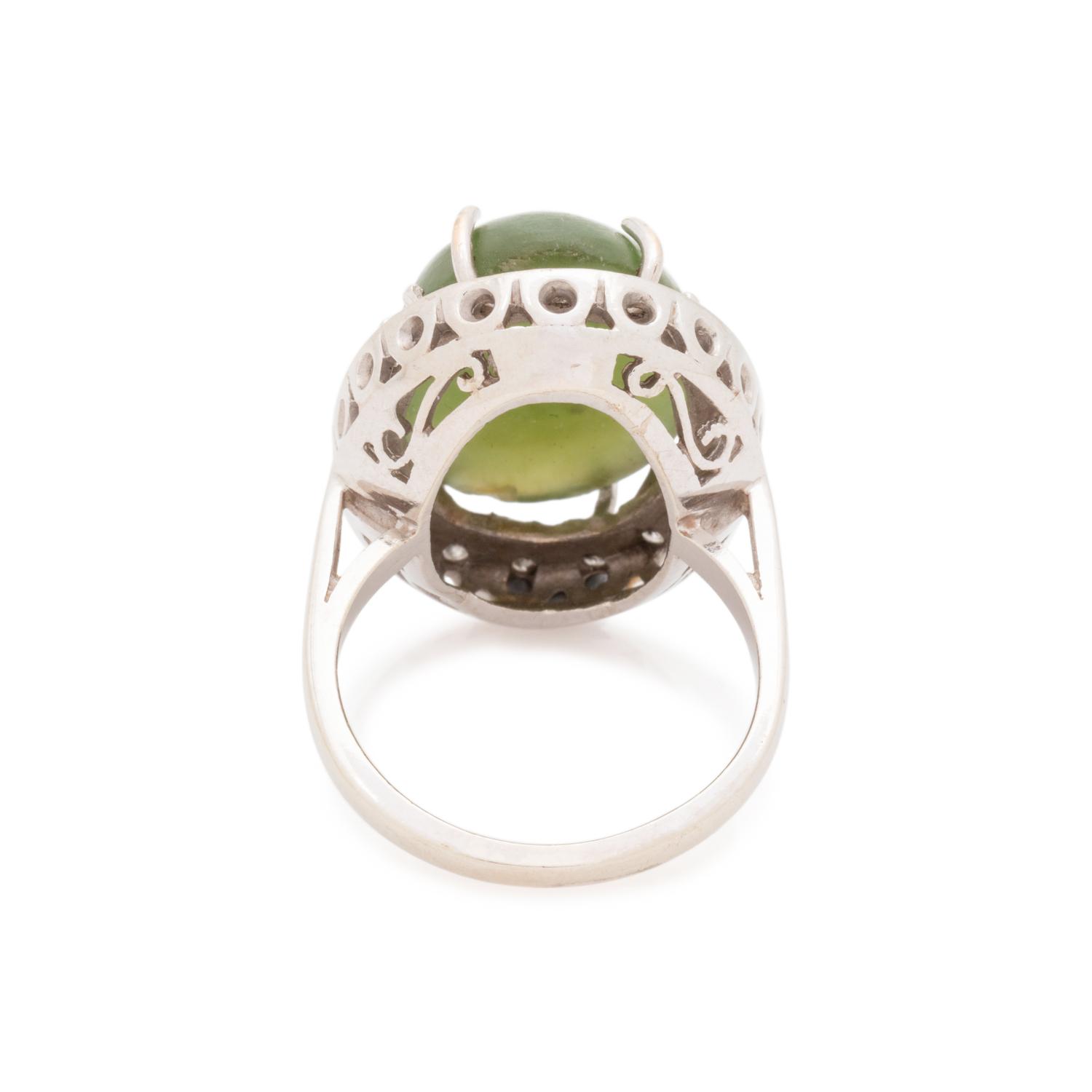 NEPHRITE AND DIAMOND RING