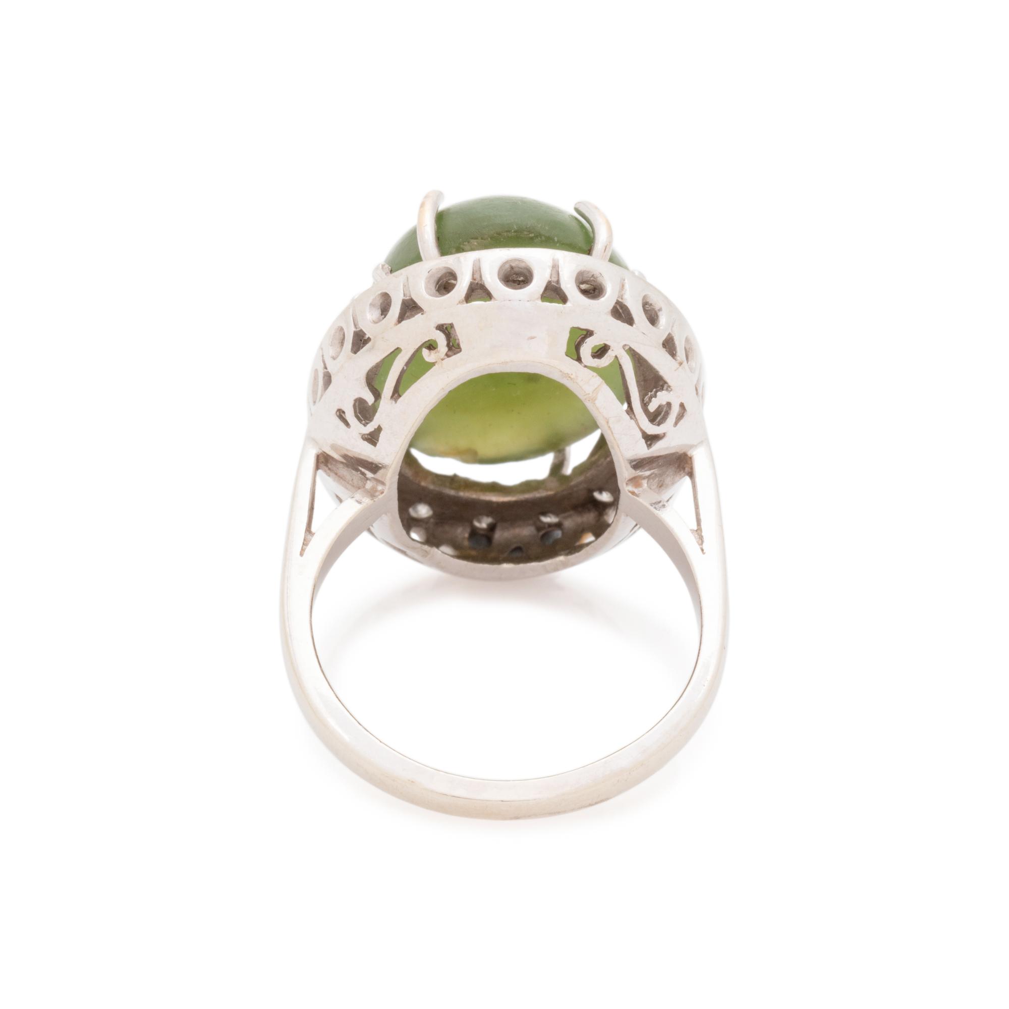 NEPHRITE AND DIAMOND RING