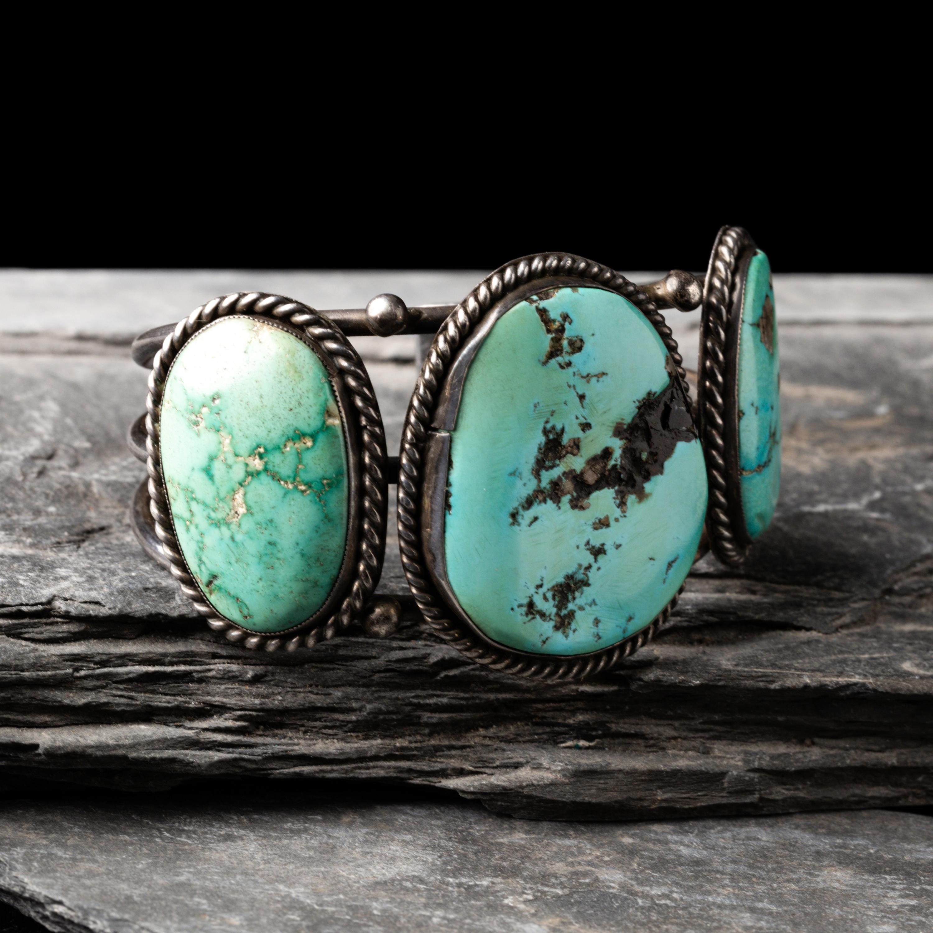 Navajo Silver and Turquoise Cuff Bracelet