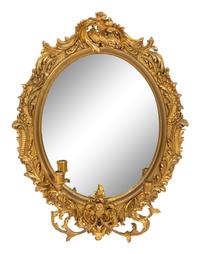 A Rococo-Style Carved Giltwood Girandole Mirror