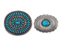 Navajo Silver and Turquoise Bet Buckles