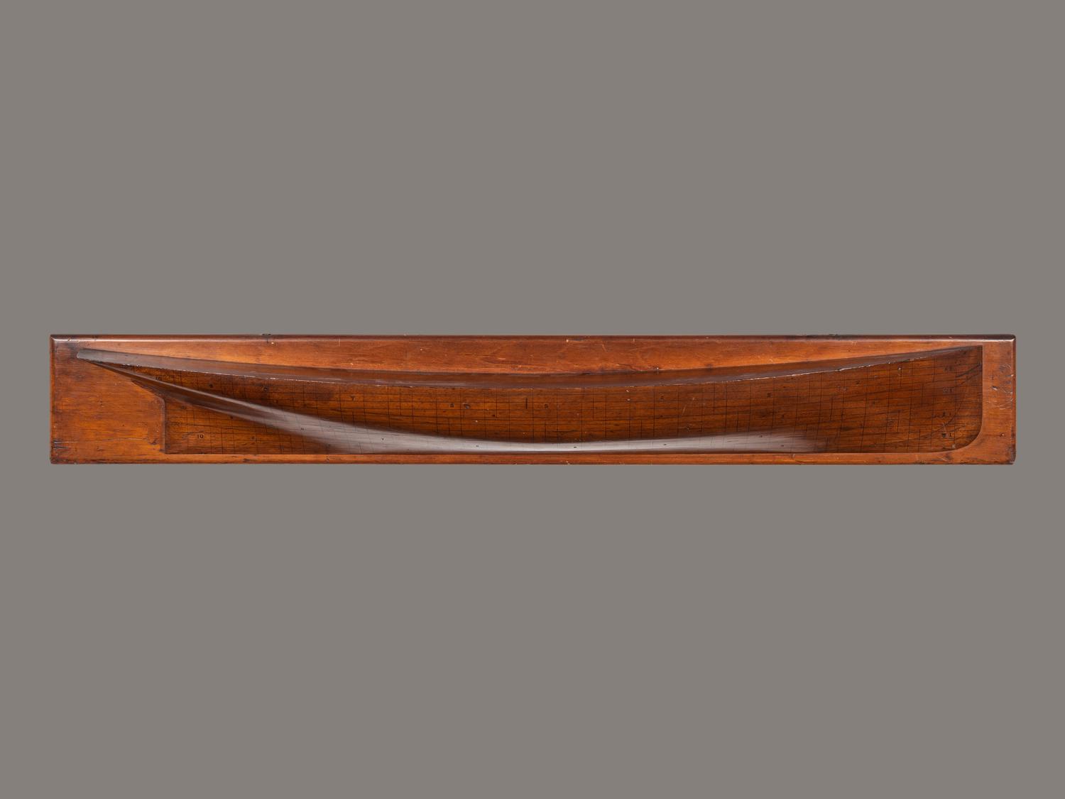 A Carved and Impressed Wood Boat Maker's Half Hull Model