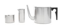 Arne Jacobsen (Danish, 1902-1971), Stelton, Denmark, 1967, Cylinda pattern tea service, comprising a teapot, creamer and covered sugar