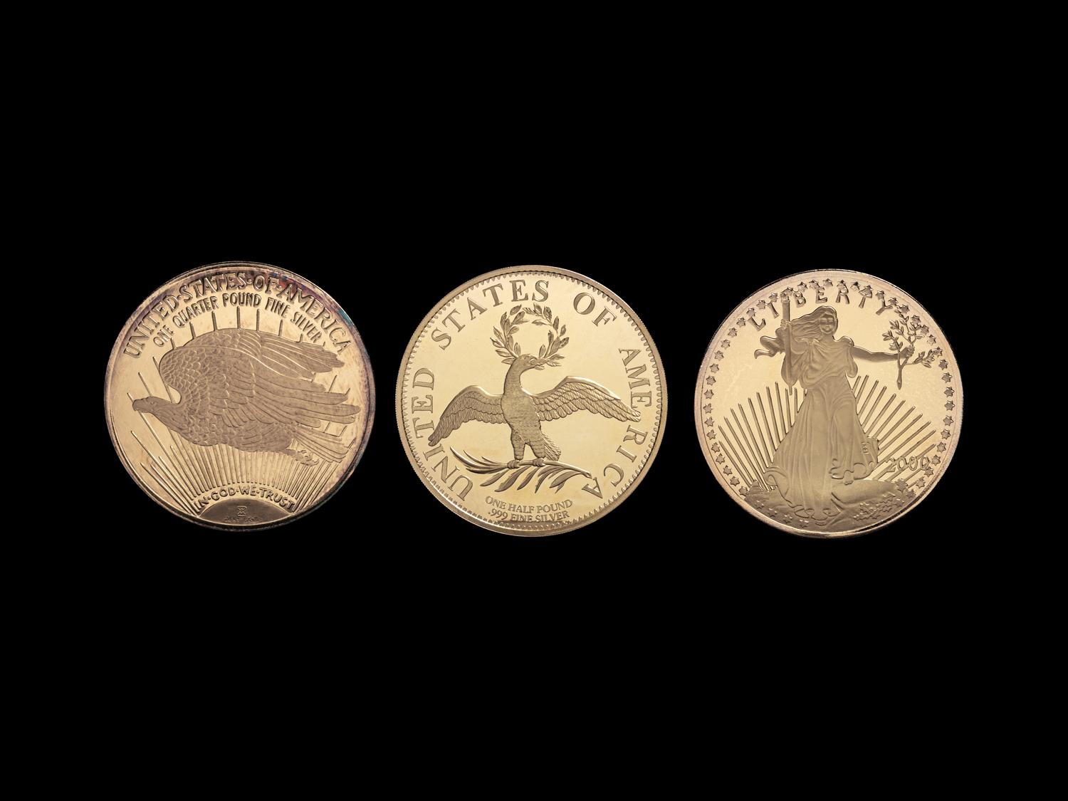 [PRIVATE ISSUE] Three Large Gold-Plated Silver Rounds