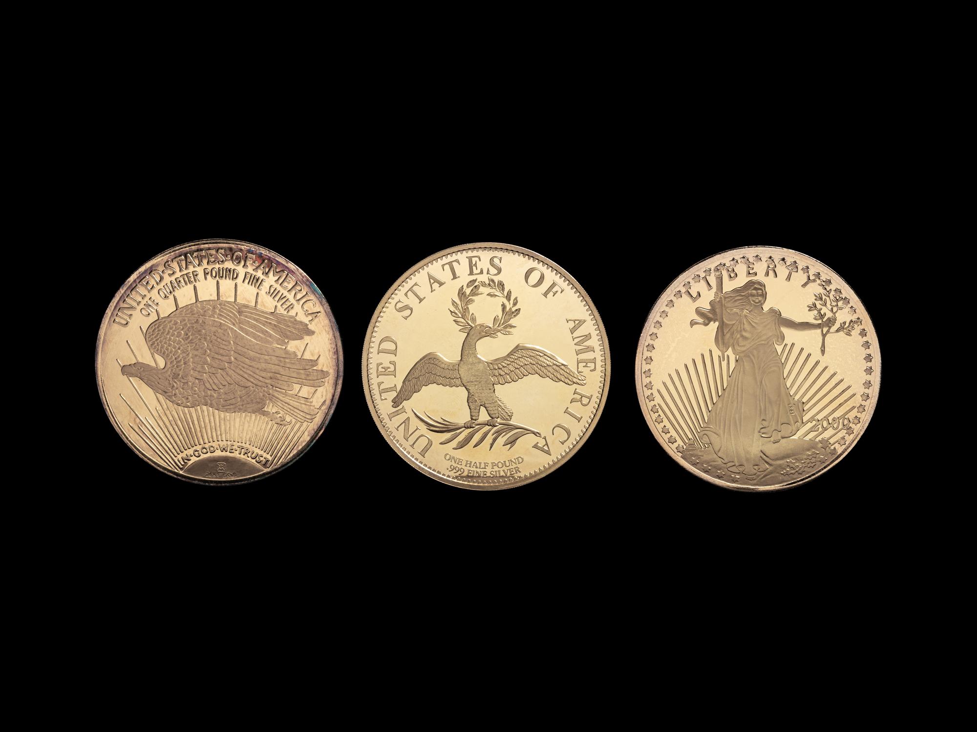 [PRIVATE ISSUE] Three Large Gold-Plated Silver Rounds