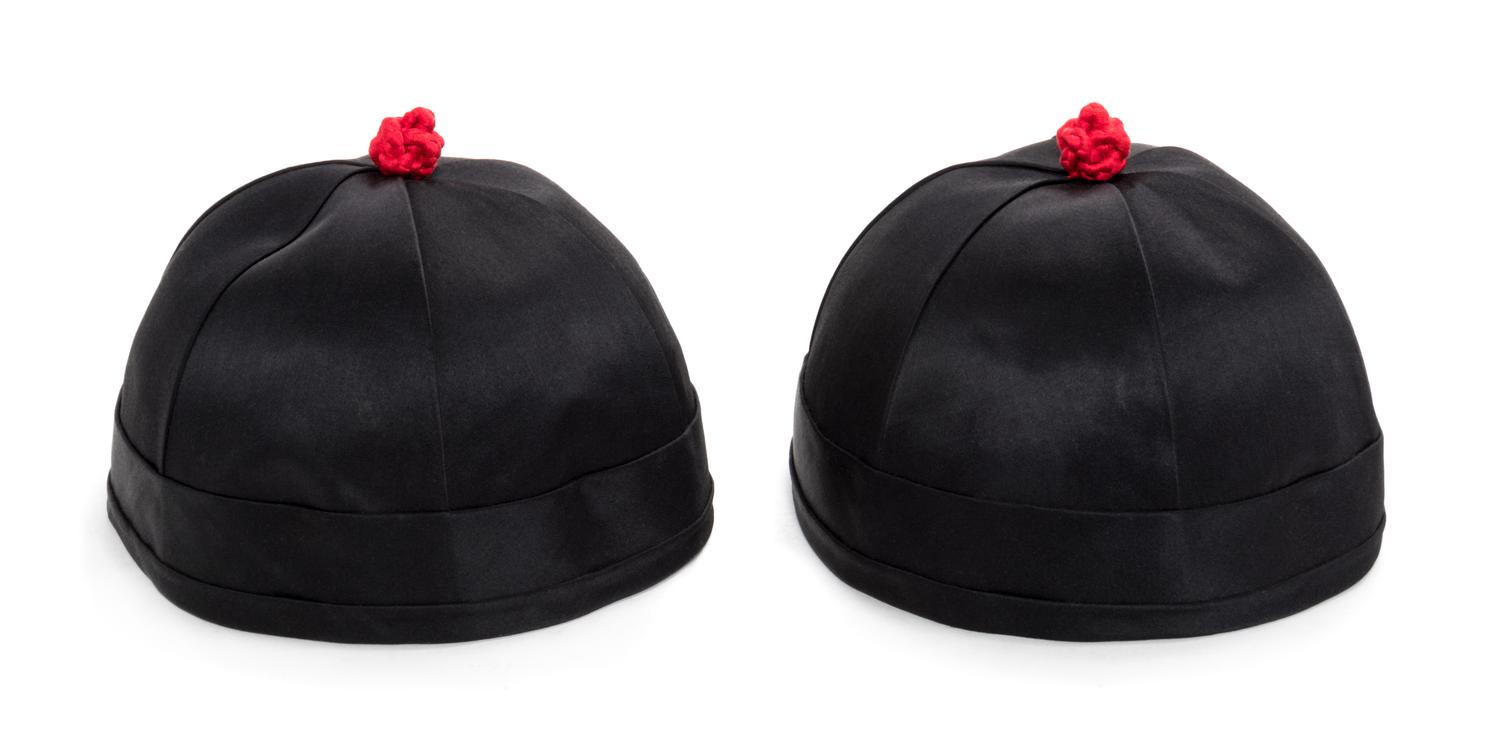 Two Chinese Silk Hats Diameter 7 1/2 inches. — 19TH CENTURY