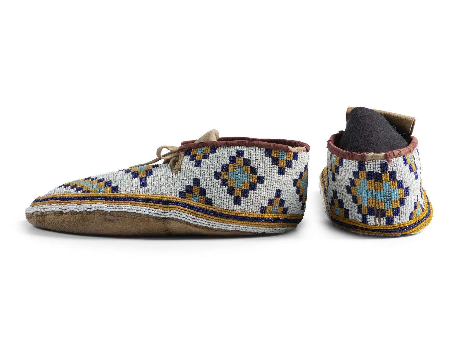 Plains Cree Beaded Hide Moccasins