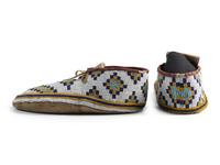 Plains Cree Beaded Hide Moccasins