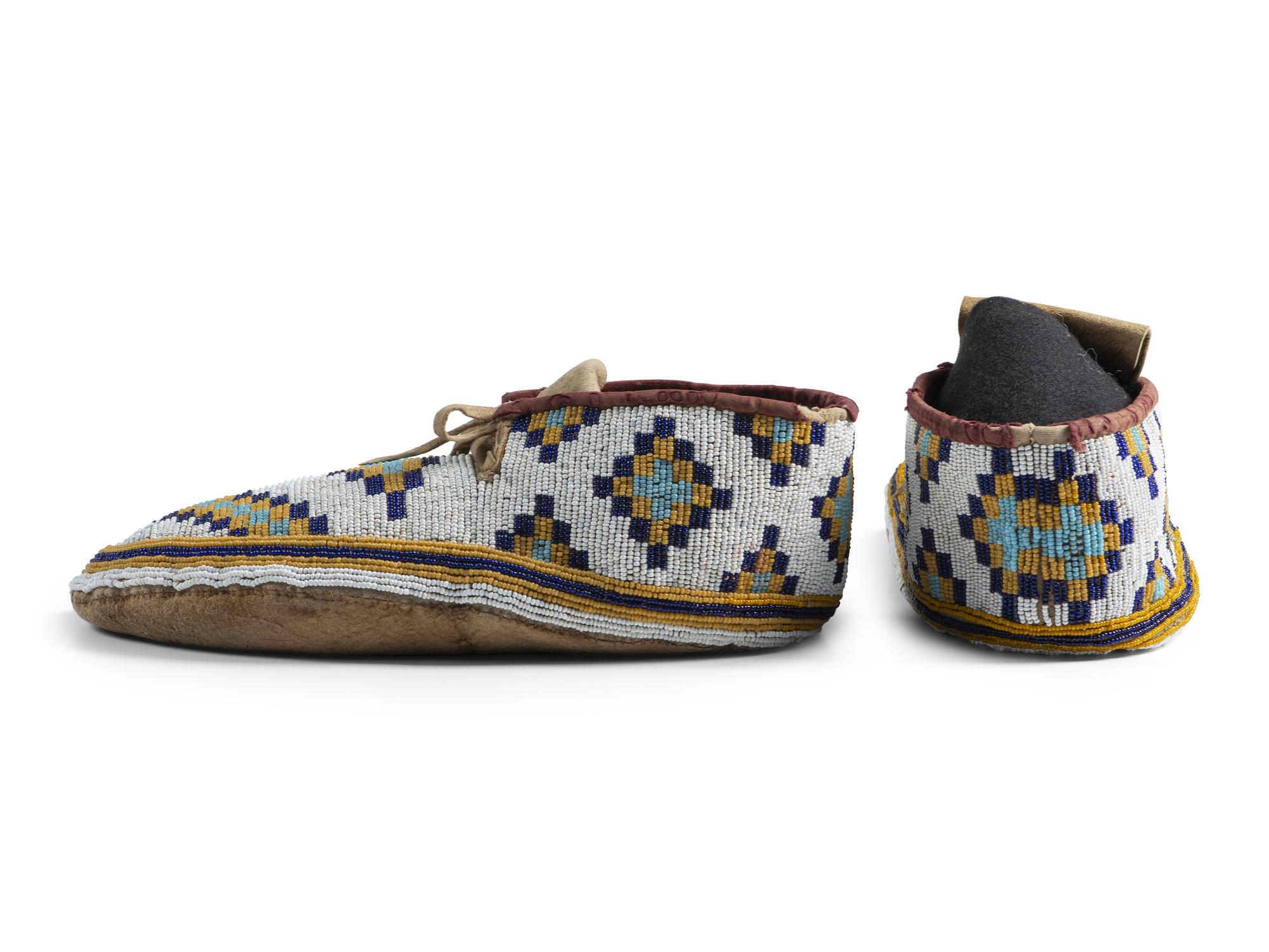 Plains Cree Beaded Hide Moccasins