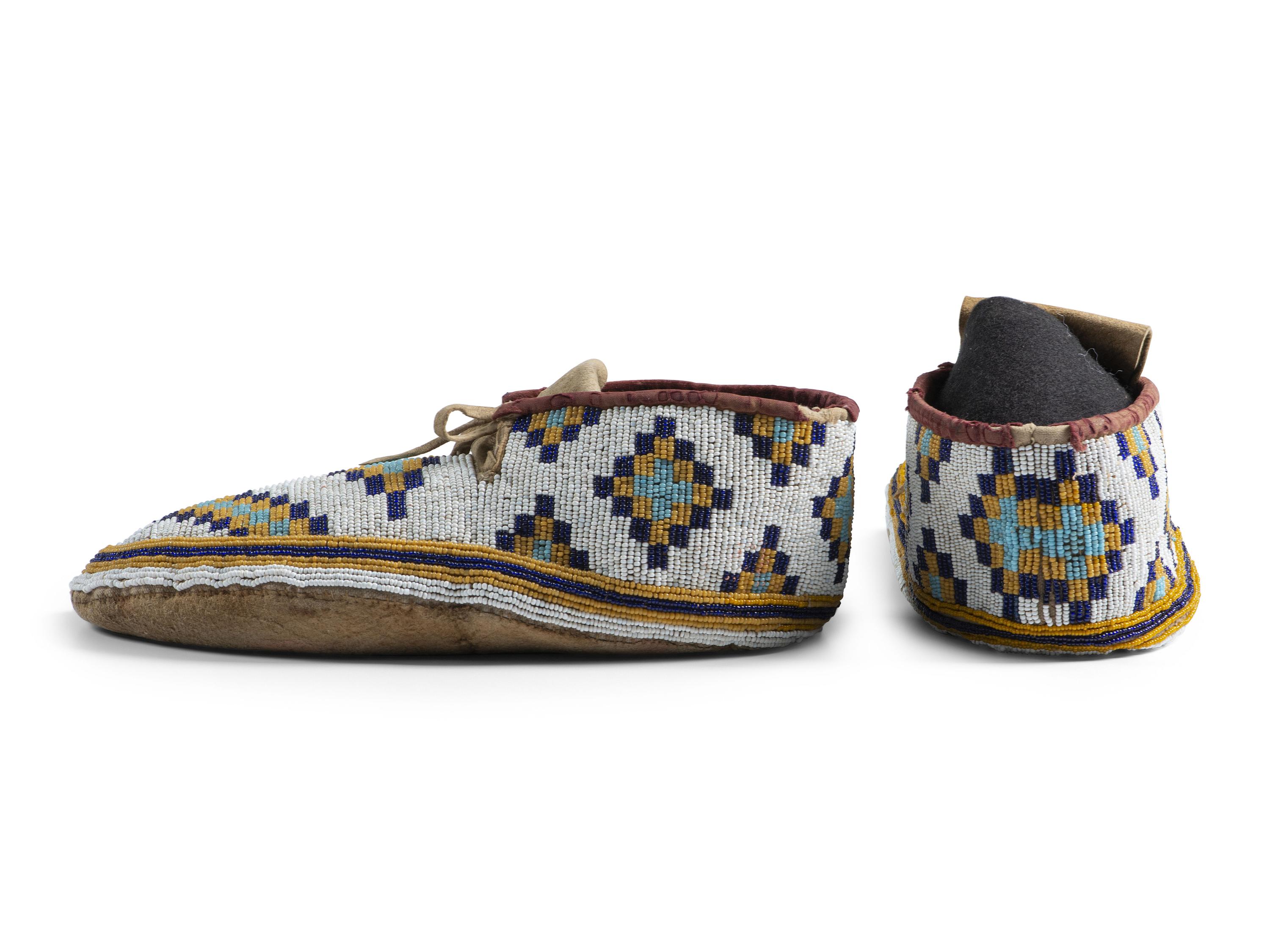 Plains Cree Beaded Hide Moccasins