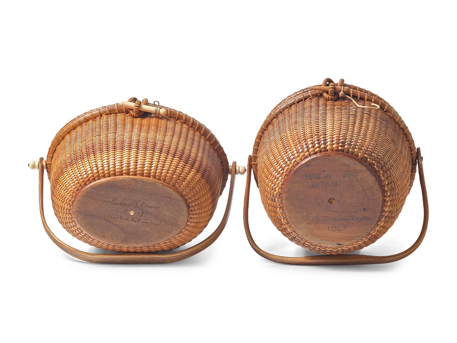 A Collection of Five Nantucket Lightship Purse Baskets, Various Makers, Dates Ranging 1963-2006