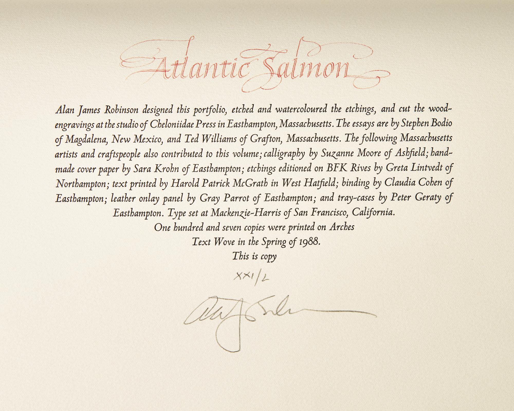 [Cheloniidae Press] Bodio, Stephen, and Ted Williams. Atlantic Salmon Salmo Salar