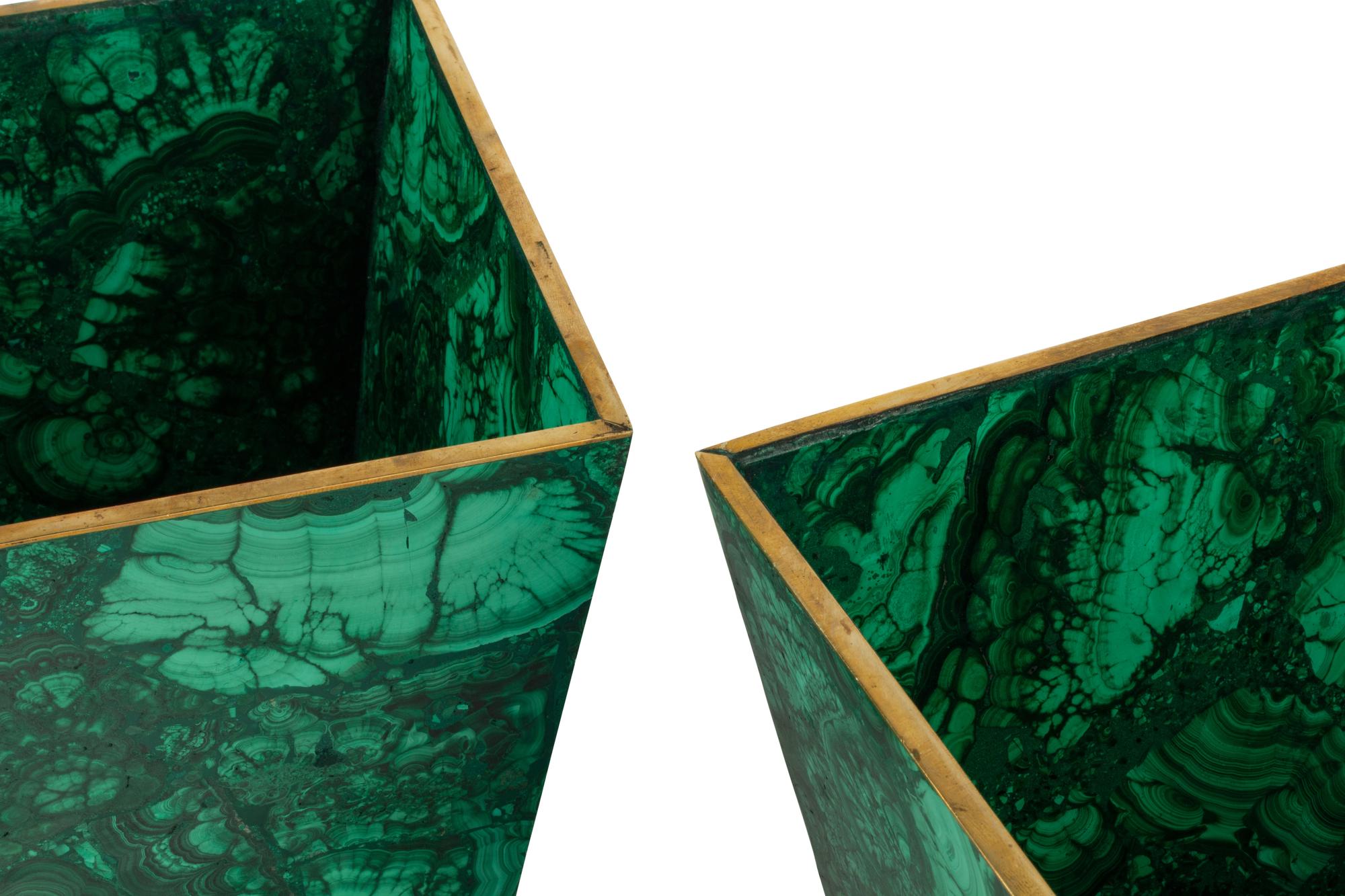 A Pair of Malachite Cache Pots