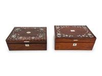 A Near Pair of English Mother-of-Pearl Inlaid Rosewood Boxes