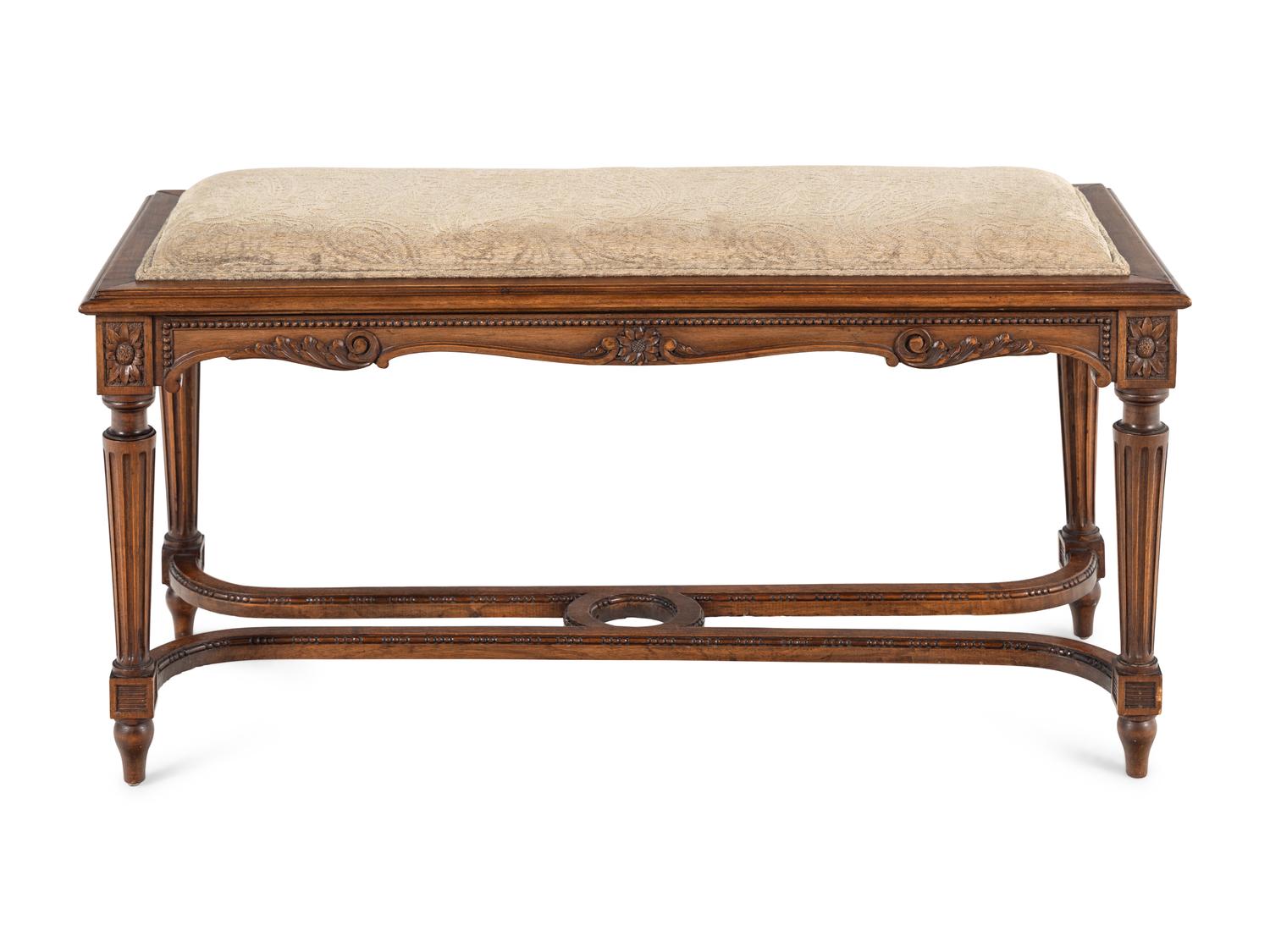 A Louis XVI Style Walnut Bench