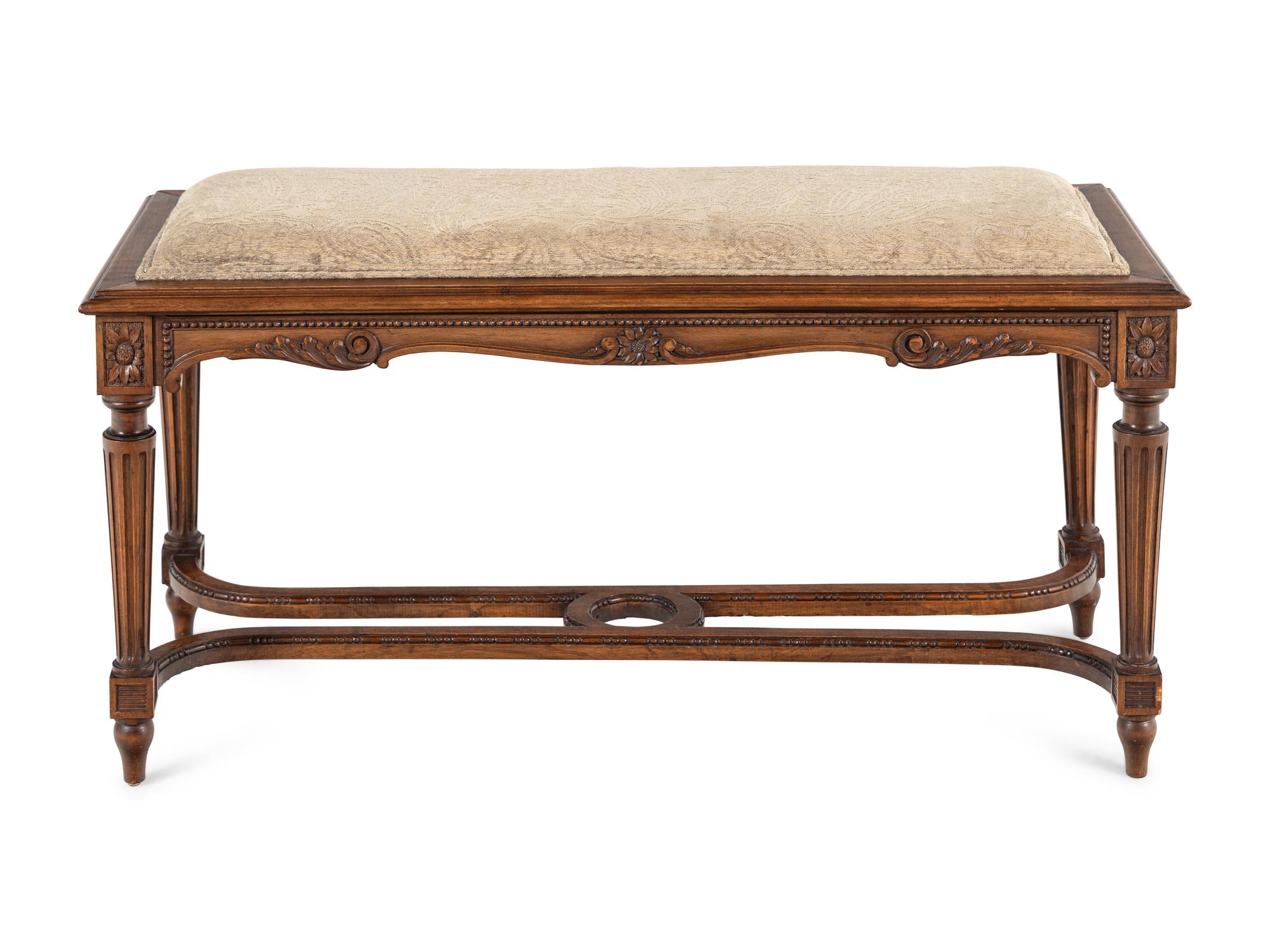 A Louis XVI Style Walnut Bench
