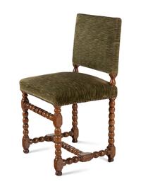 A Louis XIII Carved Walnut Side Chair