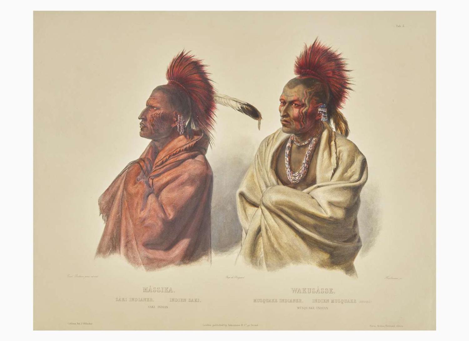 [Native-Americana] Bodmer, Karl: Mássika. Saki Indian...Wakusásse, Musquake Indian