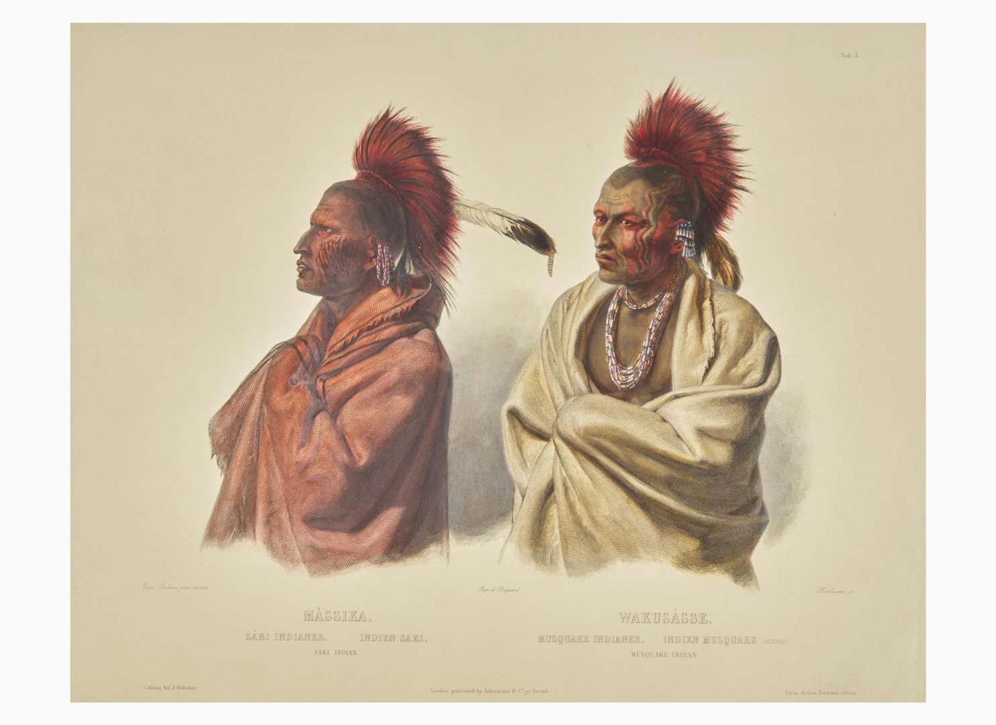 [Native-Americana] Bodmer, Karl: Mássika. Saki Indian...Wakusásse, Musquake Indian