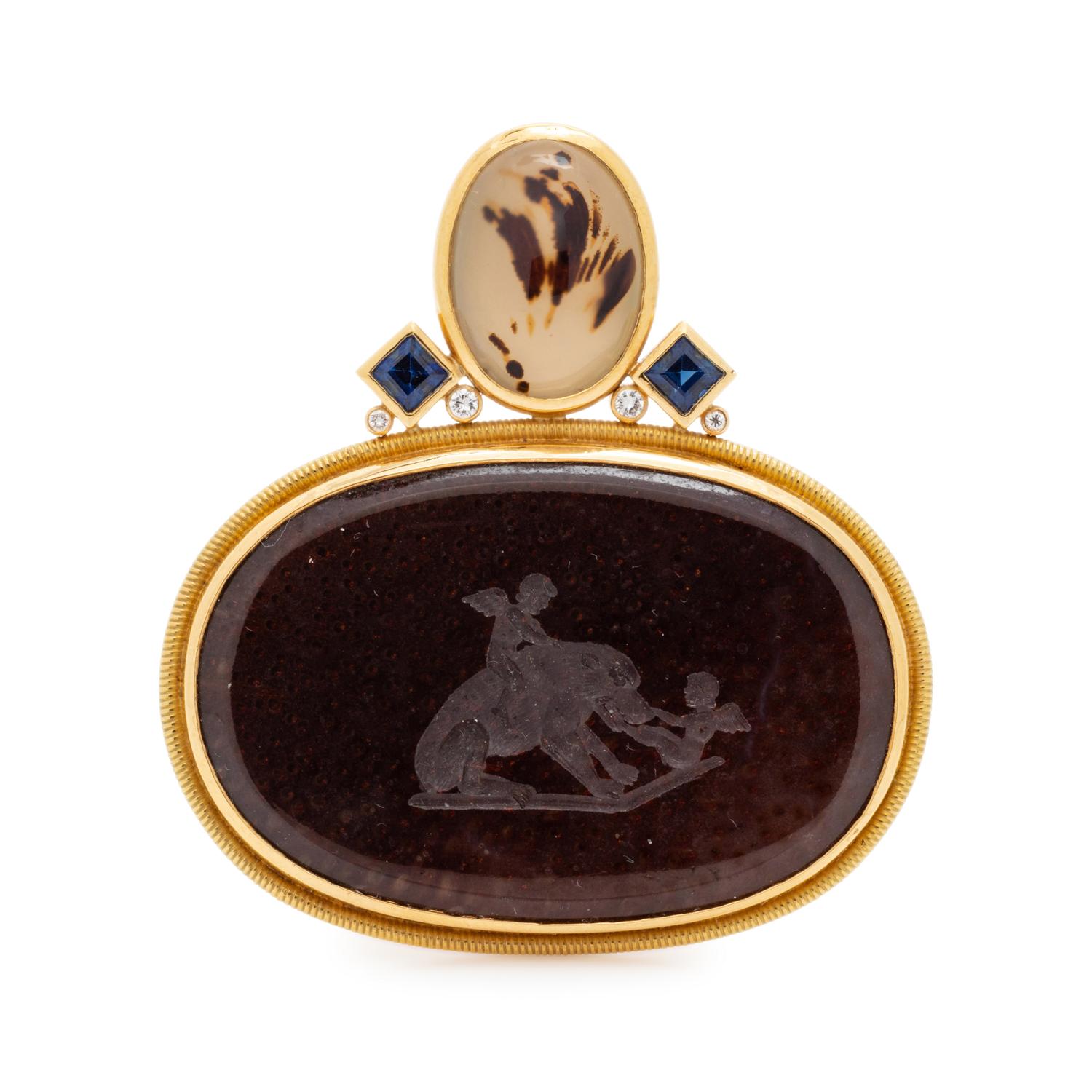 MULTIGEM INTAGLIO BROOCH