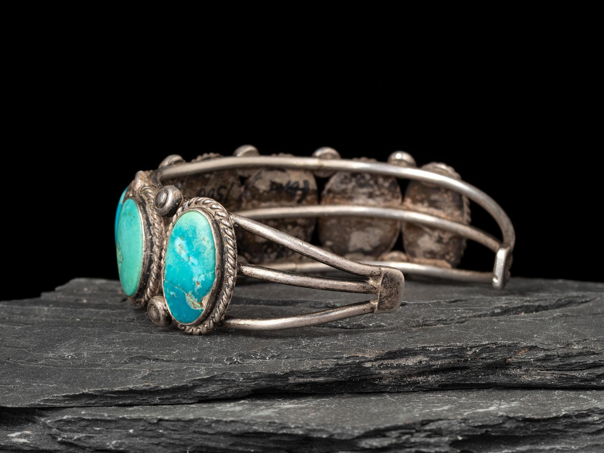 Navajo Silver and Turquoise Cuff Bracelet